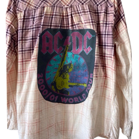 Flannel Shirt custom AC/DC World Tour graphic Size XL - Picture 2 of 9